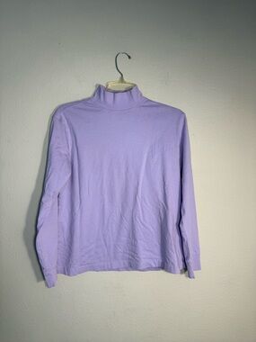 Lands End Lavender Mock Neck Long Sleeve Pullover Top S minimalist spring casual